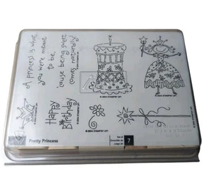 Stampin Up Pretty Princess Rubber Stamp Set 2004 Birthday Fairy Crown Wand Cake - Picture 1 of 3
