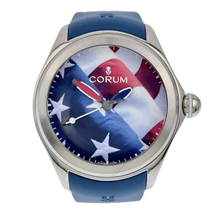 Corum Bubble Flag Steel Red White Blue Dial 52mm Automatic Men's Watch 8.0016 - Picture 1 of 9