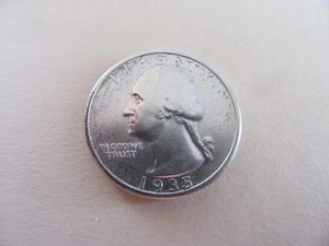 1935-S Washington Silver Quarter BU Erhaltung - STICHTAG [TATSÄCHLICHE MÜNZE] - Bild 1 von 2