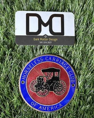老式HORSELESS CARRIAGE CLUB OF AMERICA徽章烧烤徽章牌匾 — 第 1/3 张图片