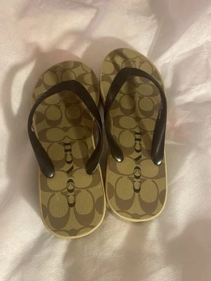 Coach Women's Franki Leather Thong Wedge Sandals, Chalk, Size 7B - Image 1 of 4