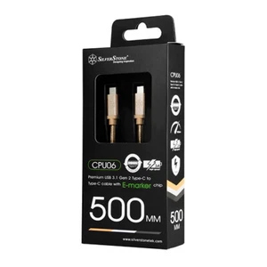 SILVERSTONE USB-C M/M CABLE 0.5 Meter USB 3.1 Gen2 SST-CPU06G-500 Gold F43 - Picture 1 of 8