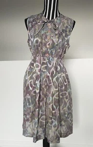 Vintage Reworked Lilac Mint Green Dress Women's Size L Bow Babydoll Abstract - Picture 1 of 15