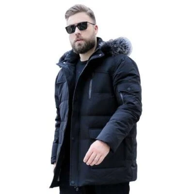 10XL 9XL 8XL Mens Fur Collar Hooded Down Jacket Outwear Warm Coldproof Fashion L - Image 1 of 4