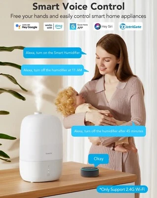 Smart 3L Humidifiers for Bedroom, Top Fill Cool Mist with Essential Oil Diffuser - Image 1 of 4