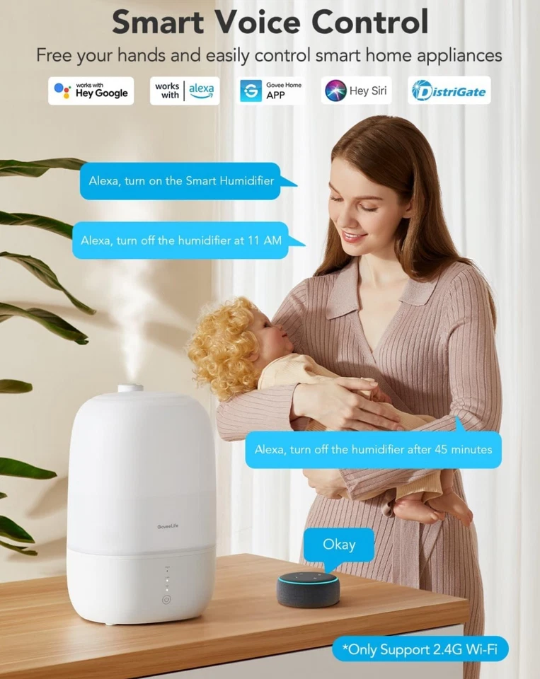 Smart 3L Humidifiers for Bedroom, Top Fill Cool Mist with Essential Oil Diffuser - Image 1 of 4