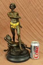 Figurine Art Déco/Nouveau Guerrier Homme Nu Avec Sculpture Bronze Lion Décorative