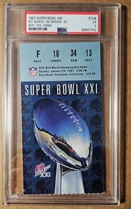 Super Bowl XXI 1987 21 boleto talón MVP Phil Simms PSA 5 - Imagen 1 de 2