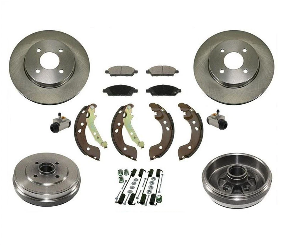 Pastilhas rotores de freio tambores sapatas molas para 2012-2015 Nissan Versa 1.6 somente motor - Imagem 1 de 1