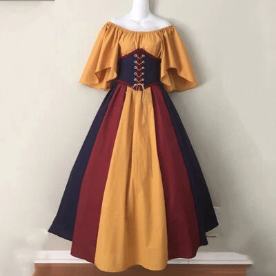 Mujeres Medieval Retro Renacimiento Vestido Disfraz Fiesta Delgado Vestido Vestidos Ropa Foto 1 de 4