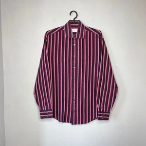YSL Mens Yves Saint Laurent Vintage Striped Button-Up L/S Classic Shirt Size M - Picture 1 of 9