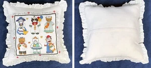 Embroidered Cat Themed Pillow 13" x 13" Cute Classy Clever Comical Cuddly Chic - Picture 1 of 5