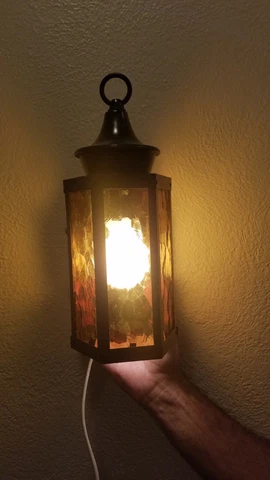 Vintage Outdoor Porch Wall Light Panel Metal Amber Glass Gothic Tudor Arts Craft Cover