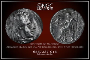 ALEXANDER III., antike griechische Münze NGC F. AR Tetradrachme. A1203 - Bild 1 von 11