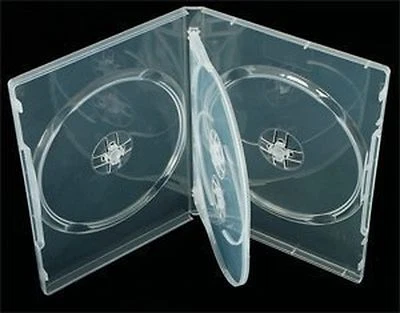 100 x 4 Way Clear DVD/CD/BLU RAY Cases – with 14 mm Thin Spine for 4 Discs - Image 1 of 2