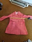 Vintage Girls 1970S Gold Button Up Coral Pink Coat 30" Underarms Raincoat