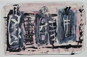 Abstract Expressionist Painting Artist Signed Mid-century Modern Eames Era NoRes - Picture 1 of 12