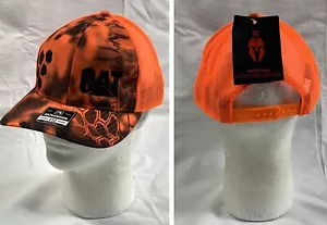 CAT Caterpillar Snapback Trucker Baseball Hat Mens Embroidered Logo Orange - Picture 1 of 6