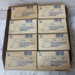 Eagle 4171V-BOX- Ivory-TWO GANG-Toggle & Blank Wall Plates-Lot Of 80-Made In USA - Picture 1 of 4