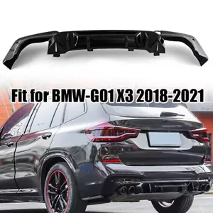 Gloss Black For 2018-2021 BMW G01 X3 M40i M Sport Rear Diffuser Bumper Lip - Imagen 1 de 12