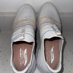 Skechers Arch Fit Washable Knit Slip-On Sneakers White Multi - Picture 1 of 12