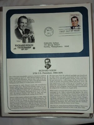US Stamp PCS Panel FDC 1995 RICHARD NIXON 37th US President 1969-1974 Yorba Lind - Image 1 of 2