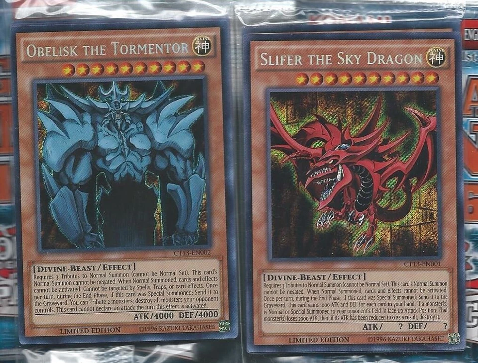 Yugi's Slifer the Sky Dragon + Obelisk the Tormentor Secret Rare Egyptian God NM - Image 1 of 1