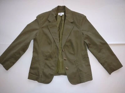 Chaqueta Blazer Isaac Mizrahi Mujer Abrigo Mediano Verde Oliva Traje de Negocios Top Foto 1 de 4