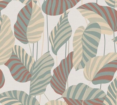 Papel Pintado AS Creation Antigua Rayas Motivo Hoja Selva Beige Verde Rojo 390941 Foto 1 de 4