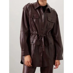 Neu ohne Etikett Marissa Webb Größe 4 Kunstlederjacke braun Utility Taille zum Binden $ 435 - Bild 1 von 9
