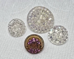 4 Vintage Carnival Glass Style Buttons 5/8 - 7/8 inch - Picture 1 of 3