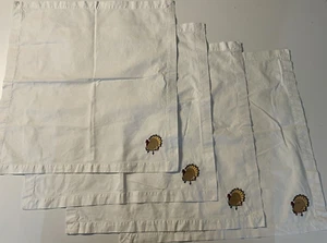 Pottery Barn Set of 7 Thanksgiving Fall Turkey Embroidered Dinner Napkins READ - Picture 1 of 6