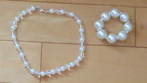 NWOT Gymboree CHERISHED TRADITIONS & LEOPARD CHIC Faux Pearl Necklace & Bracelet - Picture 1 of 3