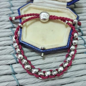 Links Of London 925 Sterling Silver Bracelet,Pink Friendship Bracelet, Authentic - Picture 1 of 8