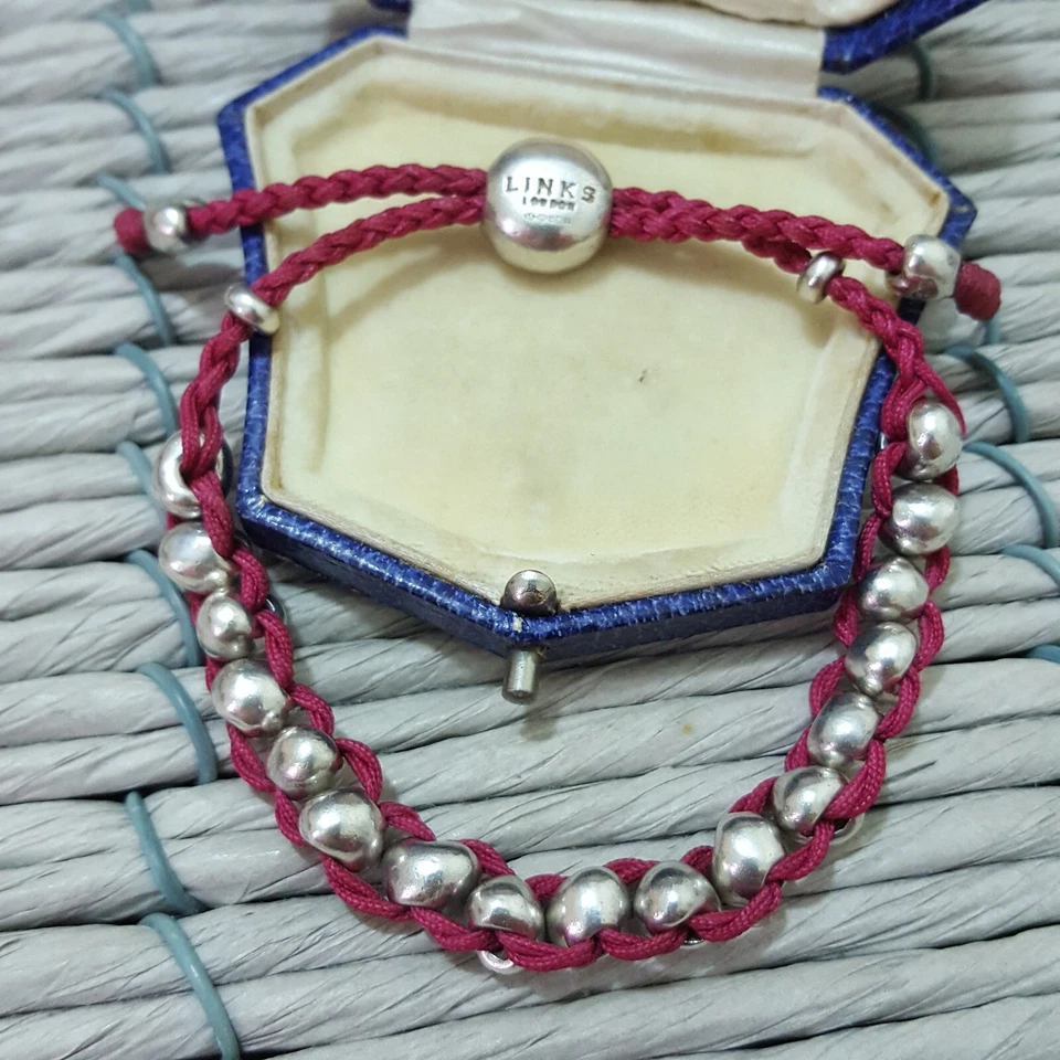 Links Of London 925 Sterling Silver Bracelet,Pink Friendship Bracelet, Authentic - Image 1 of 4