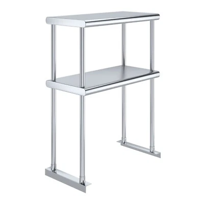 12 in. x 24 in. AmGood Stainless Steel Double Deck Over Shelf