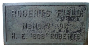 Antique Heavy Bronze Building Architectural Plaque ROBERTS FIELD H.E. "Bob" 12x6 - Picture 1 of 12