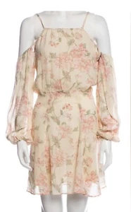Reformation Womens Floral Cold Shoulder Long Sleeve Mini Dress Size XS $248 - Picture 1 of 7