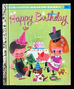 HAPPY BIRTHDAY ~ w/ Uncut Activities ~ vintage childrens Little Golden Book #384 - Bild 1 von 10