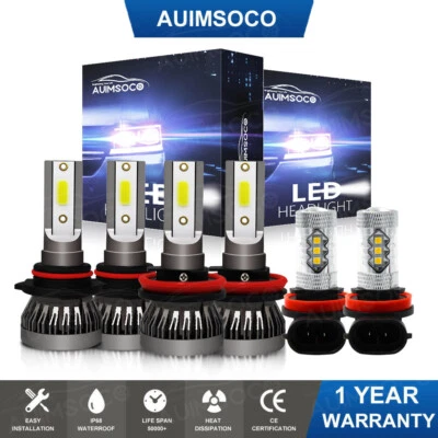 For Buick Encore 2013-2020 6x LED Headlight Hi-Low + Fog Light Bulb Kit 6000K - Image 1 of 4