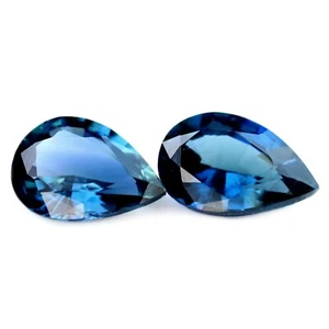 Certified Natural Unheated Blue Sapphire 0.63ct VVS Clarity Pear Matching Pair - Picture 1 of 2