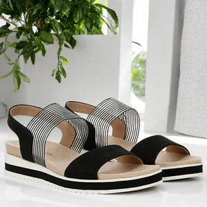 LifeStride Womens Zing Flex Slip on Wedge Heel Sandals Black Size 7M NIB - Picture 1 of 3