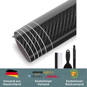 6D Carbon Schwarz Autofolie 300x50cm – Kratzfest, Blasenfrei, Für Auto & DIY - Bild 1 von 2
