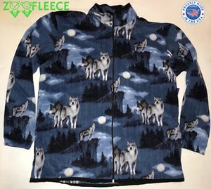 ZooFleece Blue Wolf Jacket Wolves Howling Moon Ugly Unisex Sweater Mountain S-3X - Picture 1 of 7