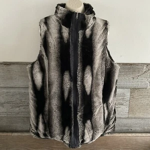 KC Collections reversible faux fur and quilted vest size XL - Picture 1 of 8