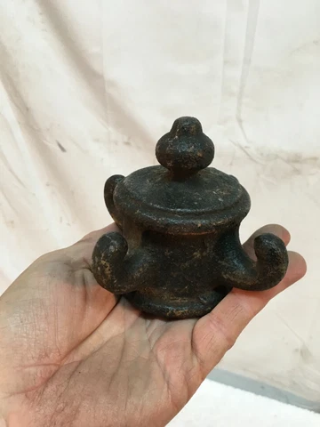 Primitive Cast Iron Fence Post Cap Bullet Shell Finial Victorian Antique 3.5in Cover