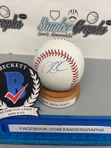 DUSTIN PEDROIA 2013 WS LOGO SIGNED AUTOGRAPHED ROMLB BASEBALL-BECKETT BAS COA - Picture 1 of 8