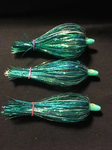 Paquete de 3-4"" sin manipular moscas de arrastre de salmón de alto porcentaje de moscas verde dragón - Imagen 1 de 7