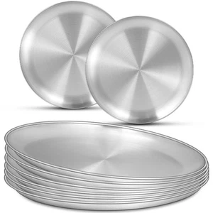 8 Pack Stainless Steel Plate Set, 10 Inch Metal Lightweight Unbreakable Dinne... - Bild 1 von 9