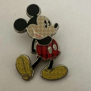 DISNEY PARKS MICKEY MOUSE BOHO STANDING PIN FLORAL PLAID PATTERN TRADING - Picture 1 of 4